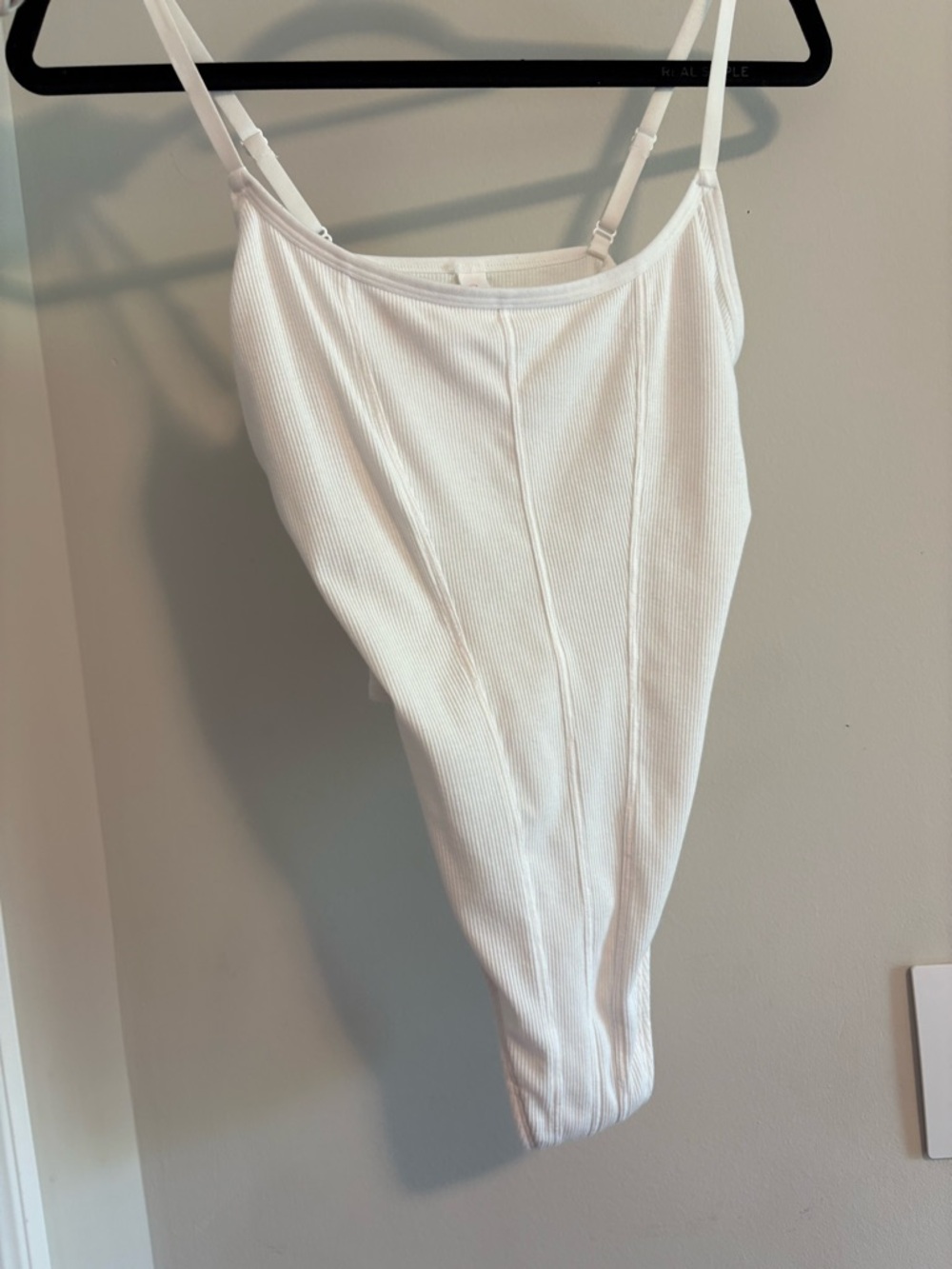 Colsie White Ribbed Tank Bodysuit